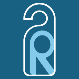 Room for Improvement logo - The letter R on a hotel door hanger.
